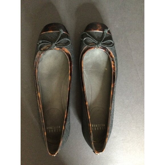 Stuart Weitzman Womens Black Tortoise Shell Trim Ballet Flats Size 7 M Made In S - Picture 12 of 13